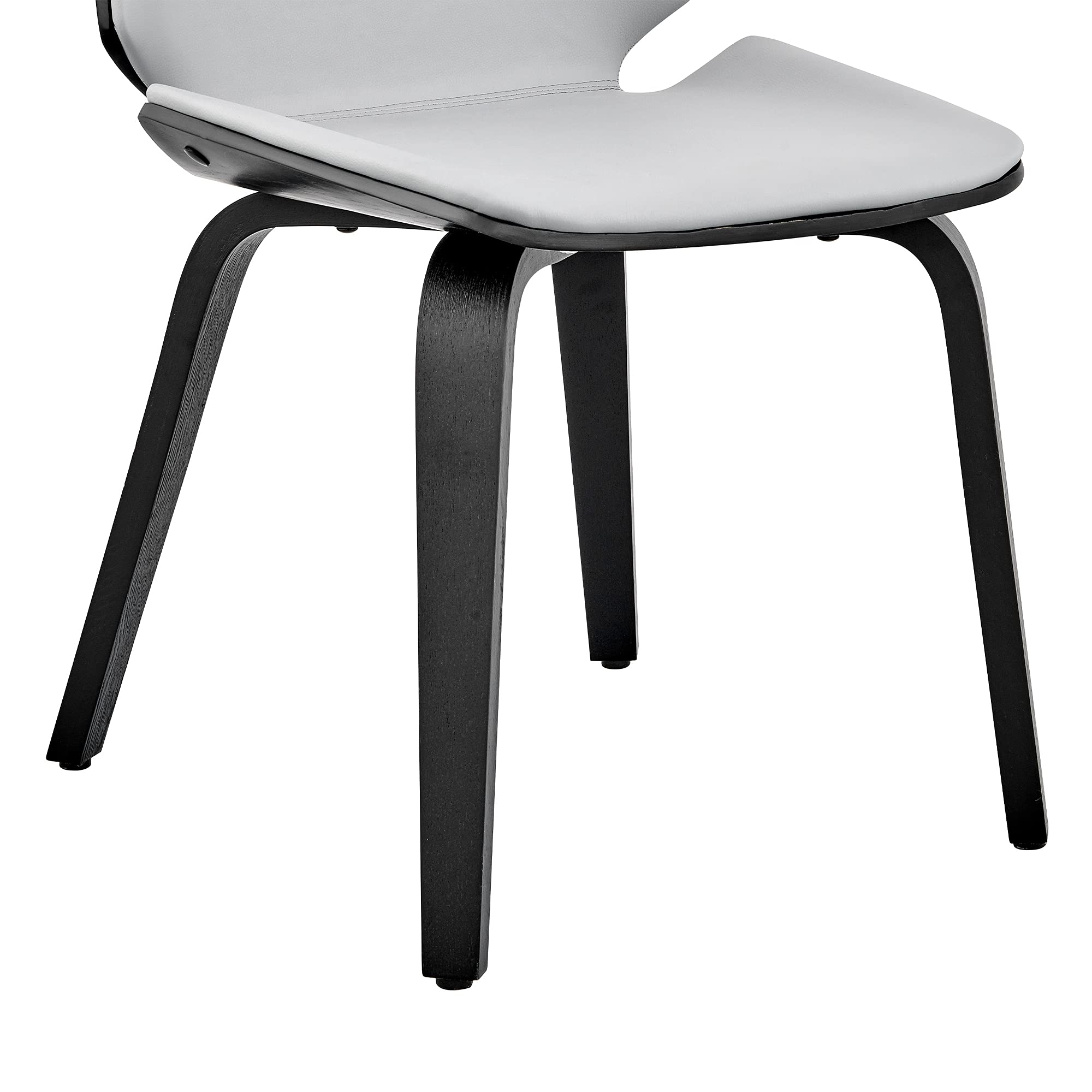 Armen Living Brinley Mid Century Modern Dining Chair - Gray Faux Leather & Black Wood Accent Side Chair for Kitchen, Table, Desk, Vanity | Perfect for Dining Rooms, Home Offices & Bedroom Makeup Areas