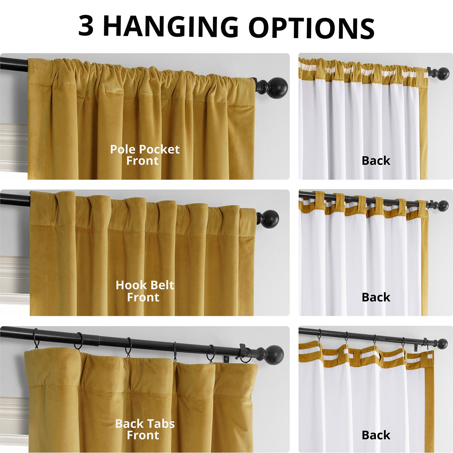 Premium Blackout Curtains - Fool's Gold Signature Velvet Window Drapes for Bedroom & Living Room - Noise Reducing, Thermal Insulated, 100% Light Blocking for Better Sleep & Home Decor
