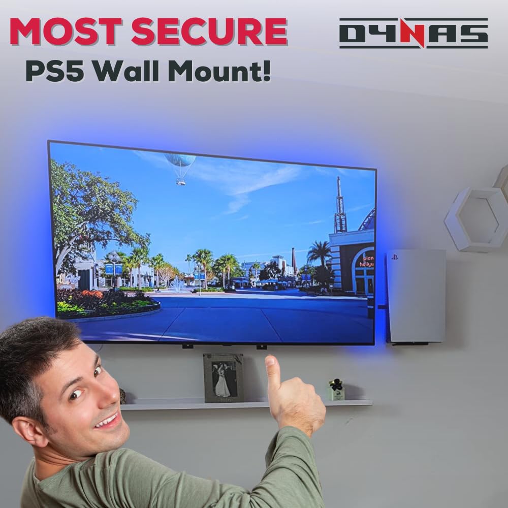 PS5 Wall Mount Bracket - Heavy Duty Steel Wall Mount for PlayStation 5 (Disc/Digital/Pro Versions) - UK Made Gaming Accessory - Perfect for Small Spaces & Organized Gaming Setup