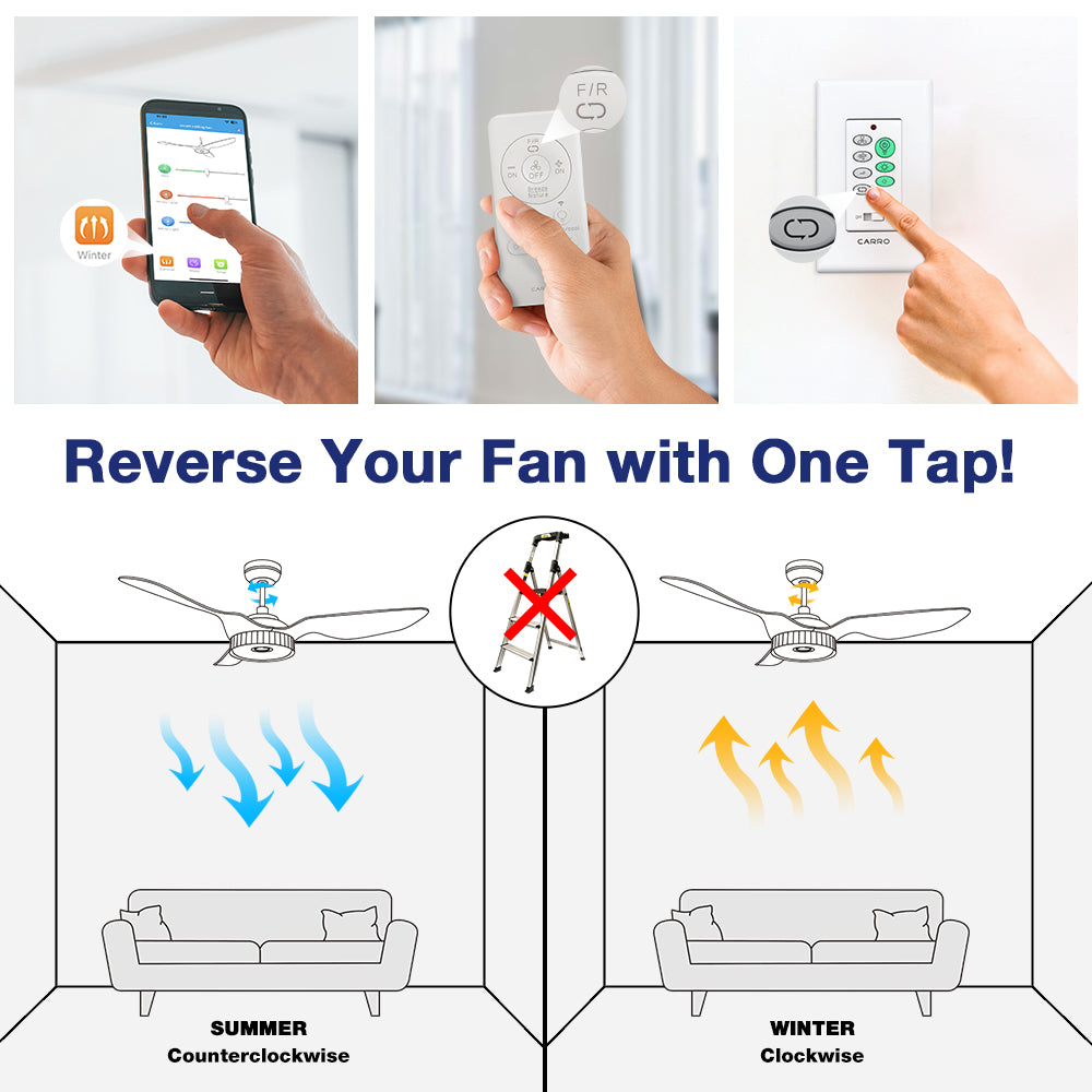 Apex II Smart Ceiling Fan with LED Light - 52 Inch Indoor/Outdoor Remote Control - Perfect for Living Room, Bedroom, Patio & Covered Porch