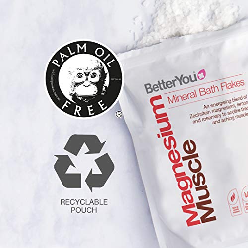BetterYou Magnesium Flakes for Muscle Relaxation & Recovery - 1kg (35.2 oz) - Epsom Salt Alternative for Bath Soak, Foot Soak & Stress Relief