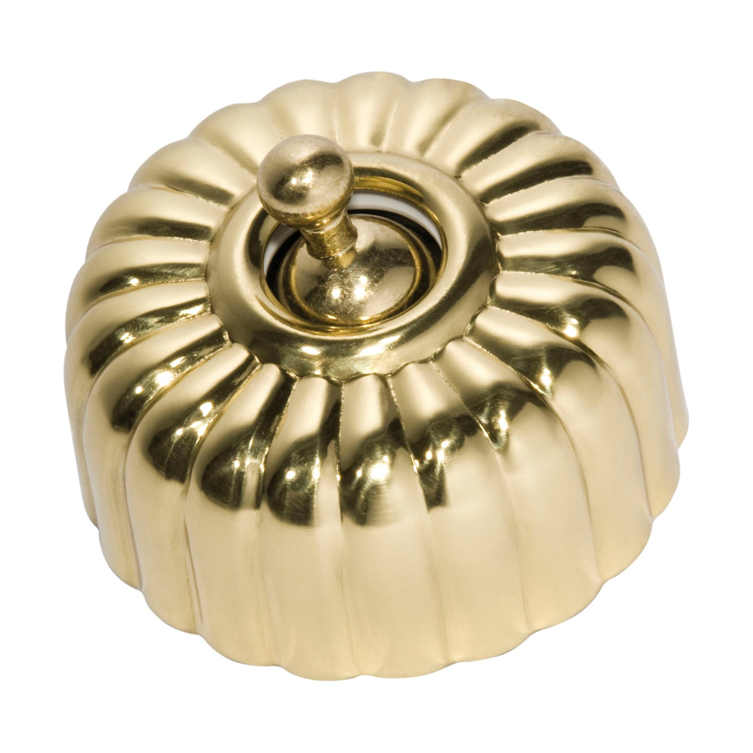 5481 Switch Fluted Polished Brass D55xP40mm - Premium Brass Light Switch for Home and Office Decoration | Elegant Lighting Solution for Living Room, Bedroom, and Commercial Spaces