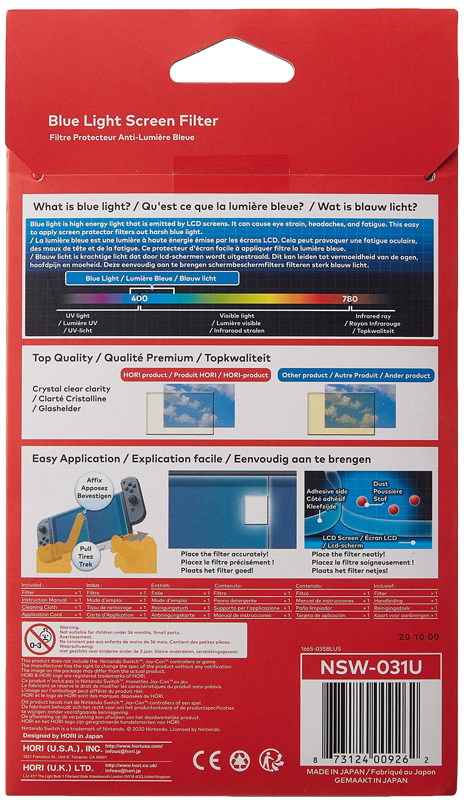 Nintendo Switch Blue Light Blocking Screen Protector - Officially Licensed by Nintendo for Eye Protection - Perfect for Gaming, Nighttime Use & Reducing Eye Strain
