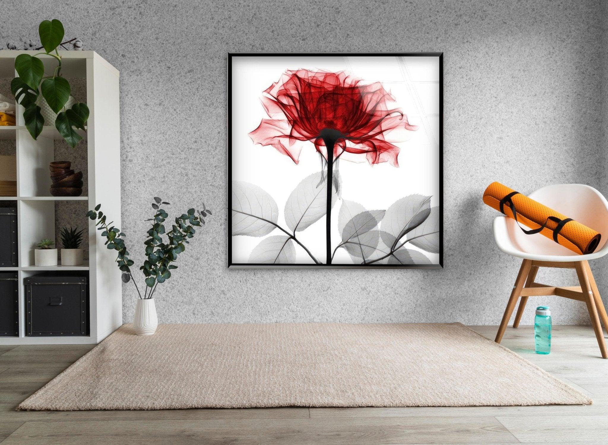 Albert Koetsier Tonal Rose Glass Wall Art - Elegant Handmade Stained Glass Panel for Home Decor, Living Room, Bedroom & Office - Perfect Gift for Housewarming & Wedding