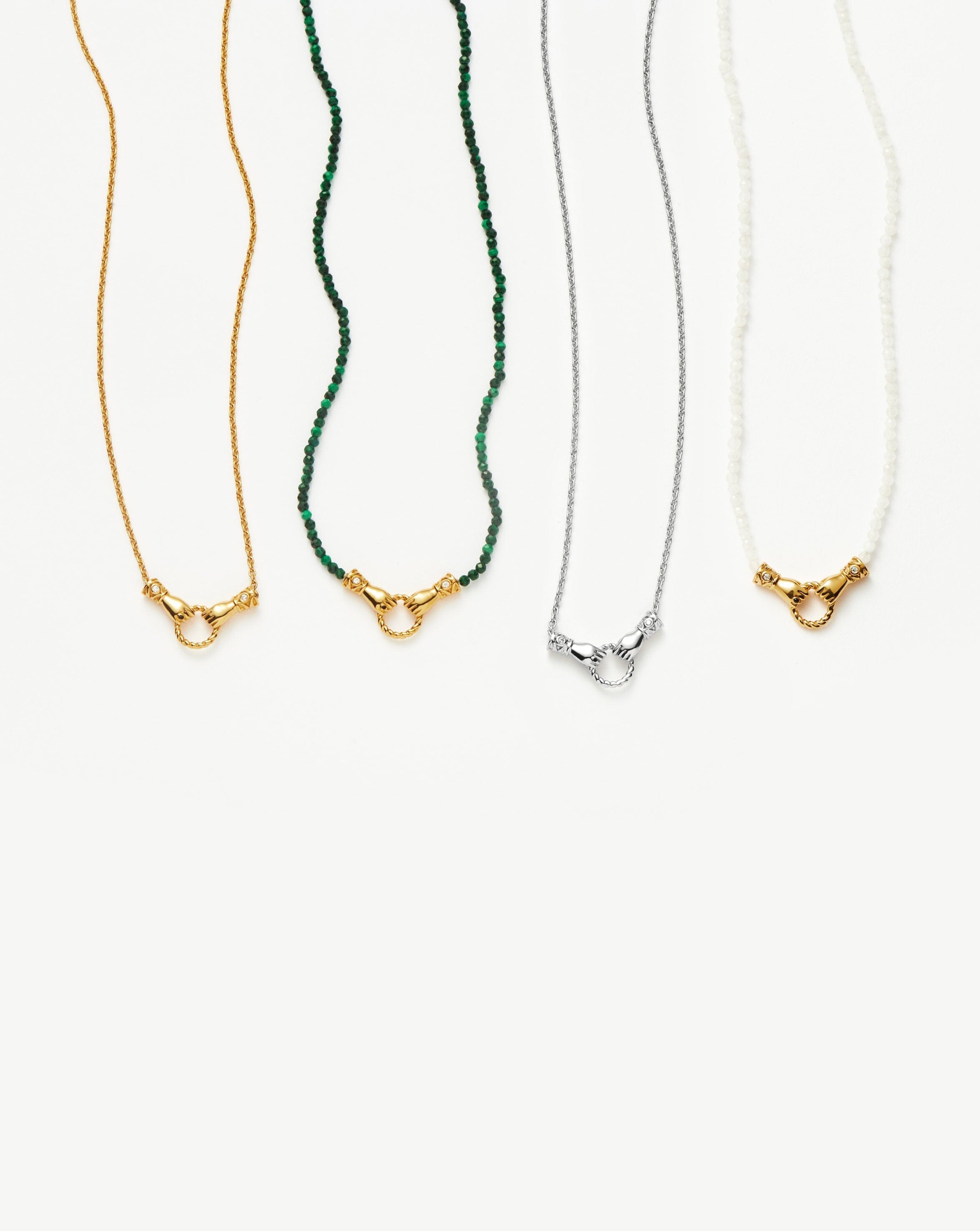 Harris Reed In Good Hands Mini Beaded Gemstone Necklace - 18k Gold Plated Rainbow Moonstone Pendant | Elegant Layering Jewelry for Women, Perfect for Parties & Date Nights