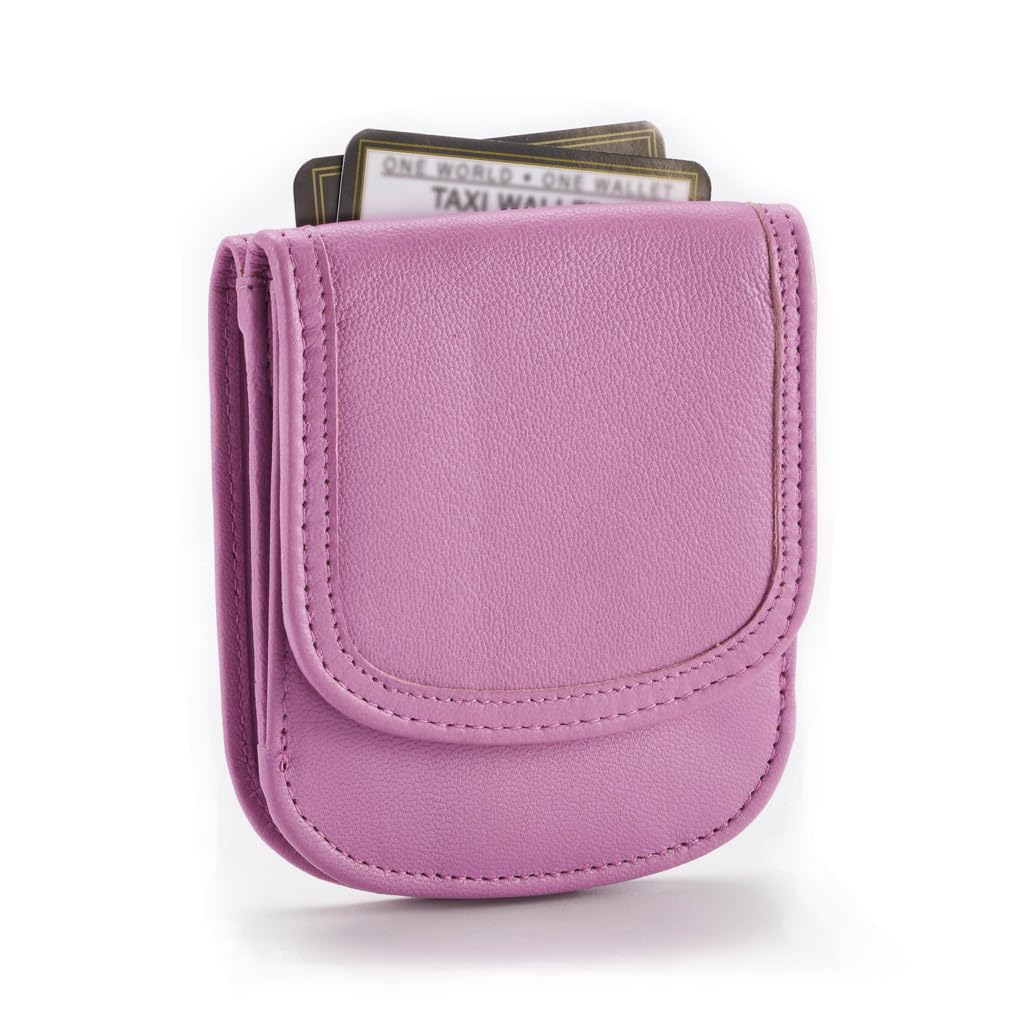 Taxi Wallet® TW03-SOFT LAVENDER - Slim Leather Front Pocket Wallet for Men & Women - Holds Credit Cards, Cash, Coins & ID - Compact RFID Blocking Bifold Wallet - Perfect for Travel, Work & Everyday Use