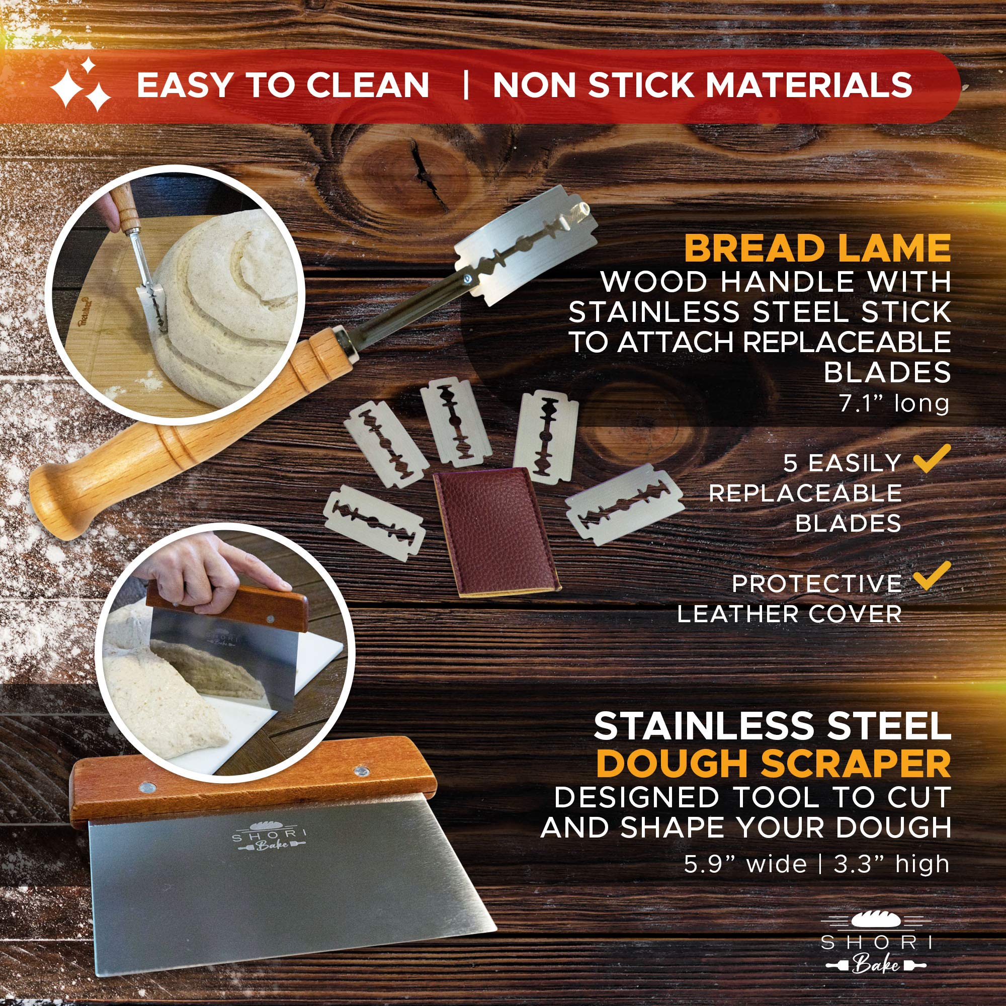 Premium 9 Inch Round Banneton Bread Proofing Basket Set of 2 - Sourdough Baking Kit with Lame, Dough Scraper & Danish Whisk | Perfect for Artisan Bread Making, Home Bakers & Baking Enthusiasts | Ideal Gift for Bread Lovers