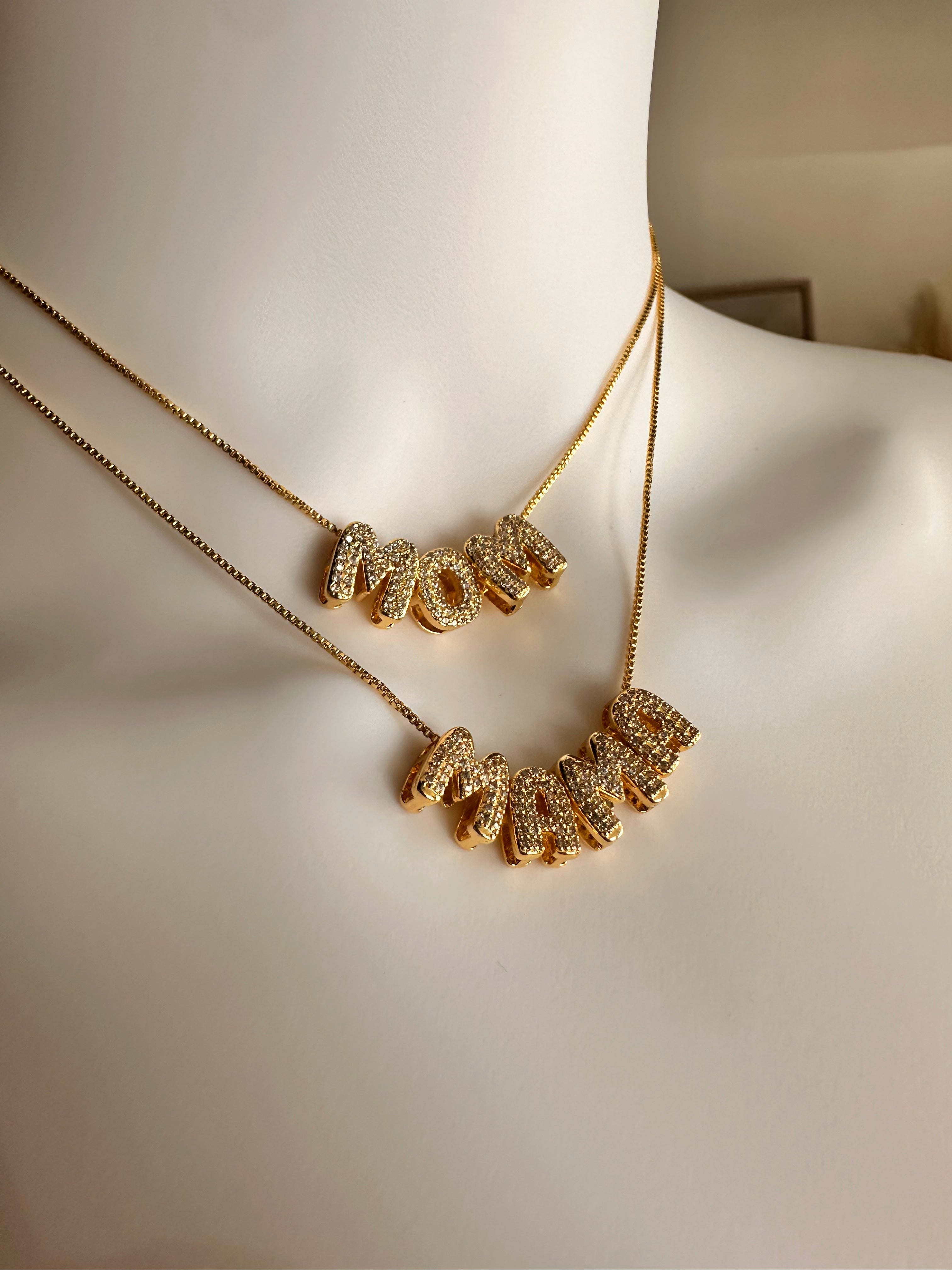 Mom Bubble Charm Necklace - Elegant Mother's Day Gift for Women - Perfect for Birthdays, Anniversaries & Special Occasions