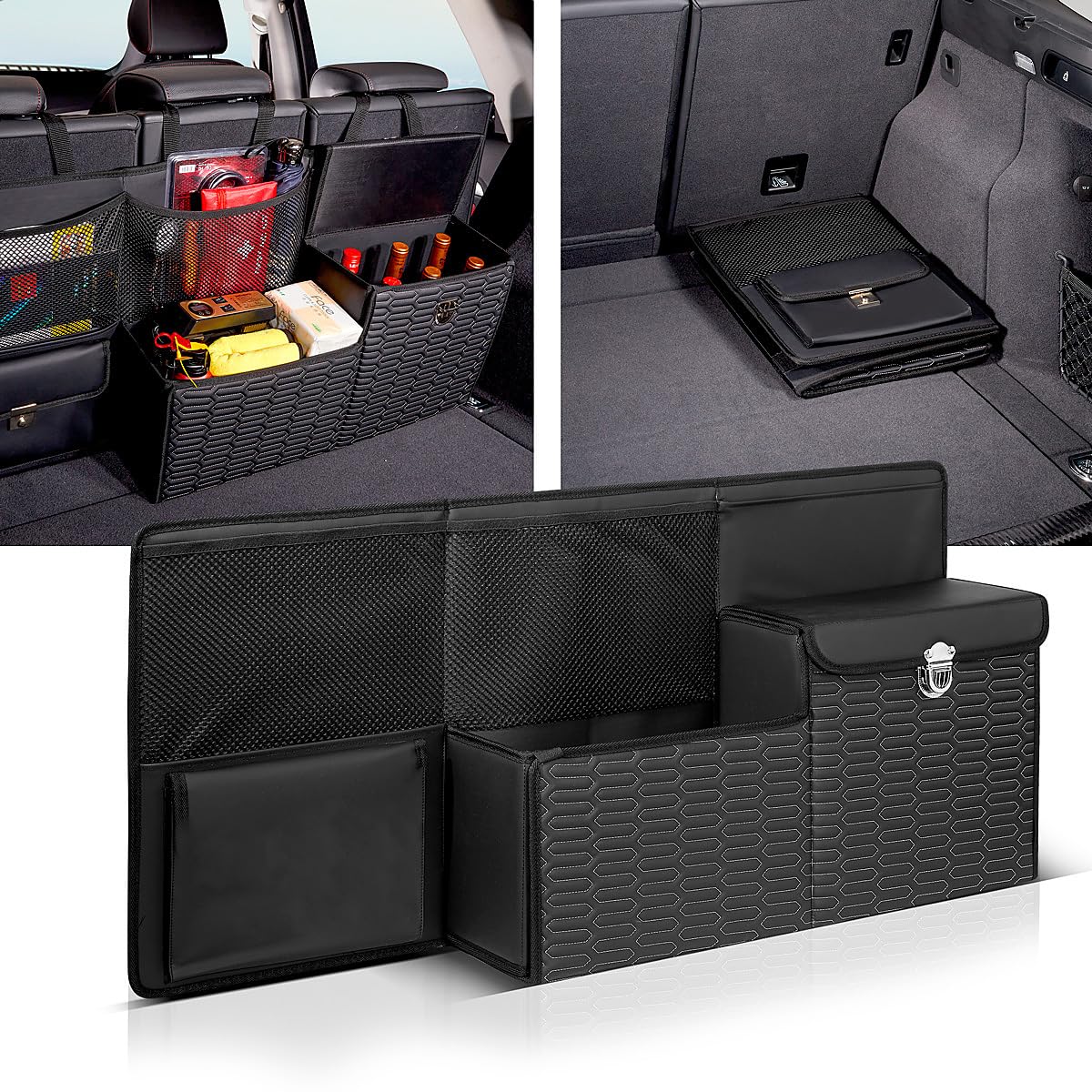 Stahlwerk Car Trunk Organizer TO-995 ST - Auto Storage Bag with Multiple Compartments & Pockets | Waterproof & Durable Trunk Organizer for SUV, Sedan, Minivan | Perfect for Travel, Camping, Grocery Shopping & Road Trips