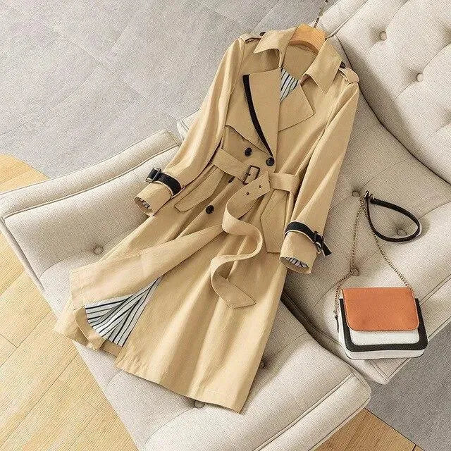 Stylish Miami Trench Coat for Women - Waterproof Long Coat with Belt, Perfect for Fall & Winter Fashion, Office Wear & Travel Essentials