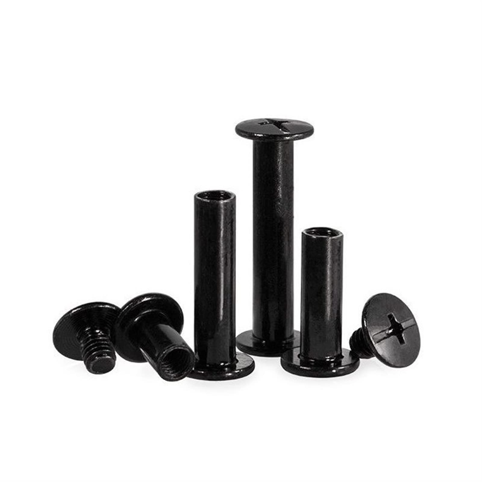 50 Sets Black Phillips Chicago Screws M5 x 80mm - Leather Belt Rivets, Scrapbook Photo Album Binding Posts - Perfect for DIY Leather Craft, Bookbinding & Handmade Accessories