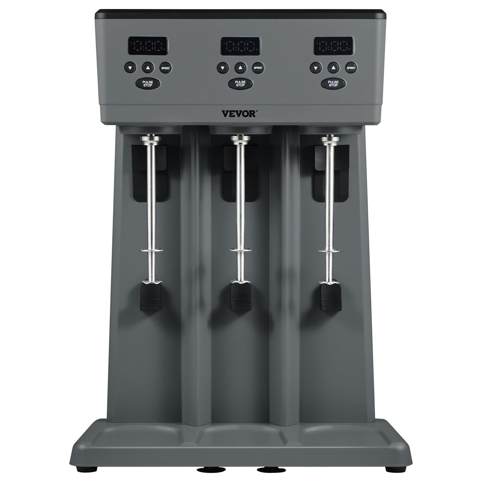 VEVOR Commercial Triple Head Milkshake Maker - 375W Electric Drink Mixer Blender with 3 Speeds, LED Display & Microswitch, Includes 3 x 820ml Stainless Steel Cups - Perfect for Restaurants, Cafes, Ice Cream Shops & Smoothie Bars
