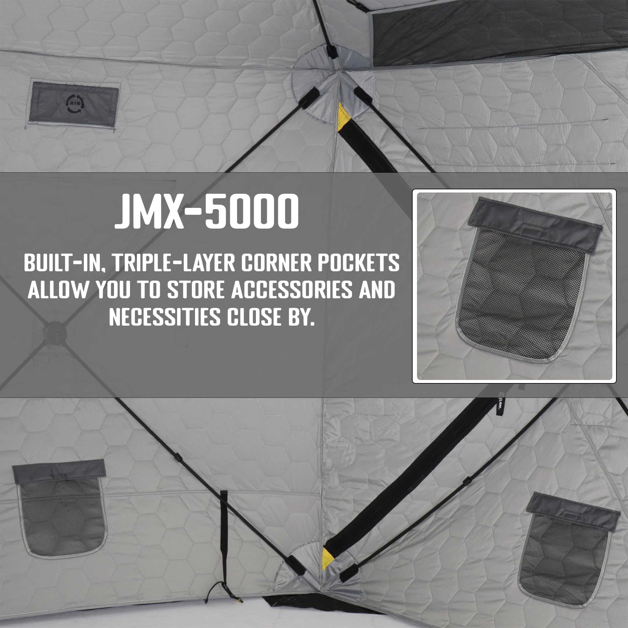 CLAM Portable Fishing Shelter Tent - Insulated Ice Fishing Hub with Anchor Straps & Carry Bag - Perfect for Winter Angling & Outdoor Adventures