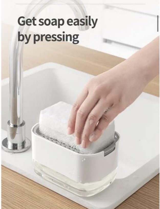 Oslen 2-in-1 Kitchen Soap Dispenser with Sponge Holder - 400ml Hollow Design, Durable & Smooth Body Dishwashing Soap Dispenser Set - Perfect for Kitchen Sink Organization and Dish Washing Accessories (Multi-Color)