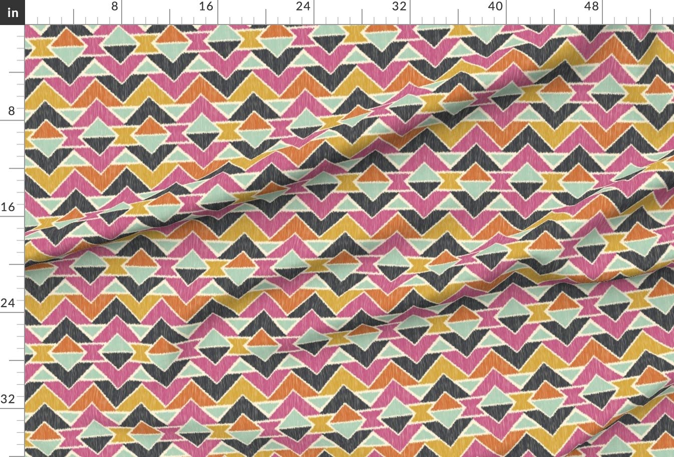 Arrows Ikat Boho Geometric Chevron Pink Black Printed Upholstery Velvet Fabric by The Yard - Spoonflower Home Decor & Apparel Fabric for DIY Projects, Curtains, Pillows, and Fashion Design
