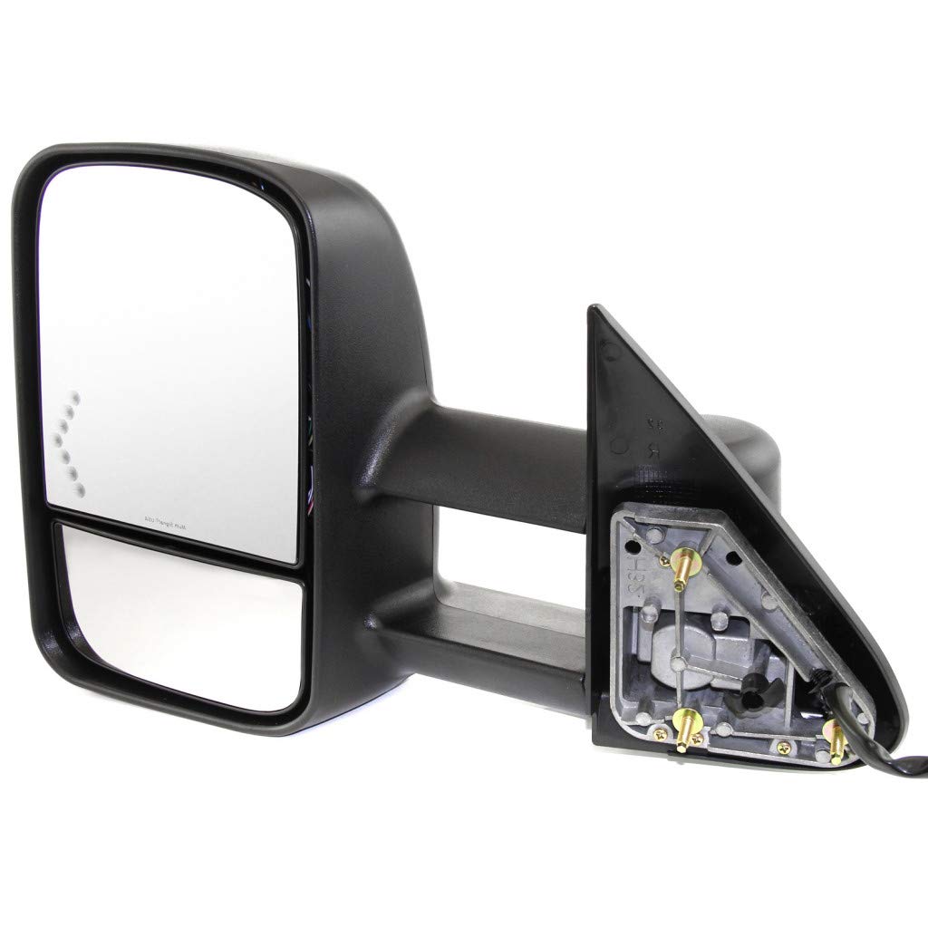 Heated Power Towing Mirror for Chevy Silverado 1500 HD Classic 2007 - Driver Side with Blind Spot Glass, Manual Folding, Textured Black - Replacement for 15904034 & GM1320355 - Perfect for Towing, Highway Driving and Enhanced Safety