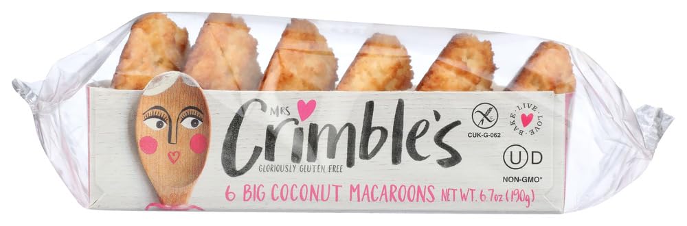 Mrs. Crimble's Coconut Macaroons 6.7 oz - Gluten Free & Vegan Cookies - 3 Pack - Perfect for Snacking, Gifts & Tea Time