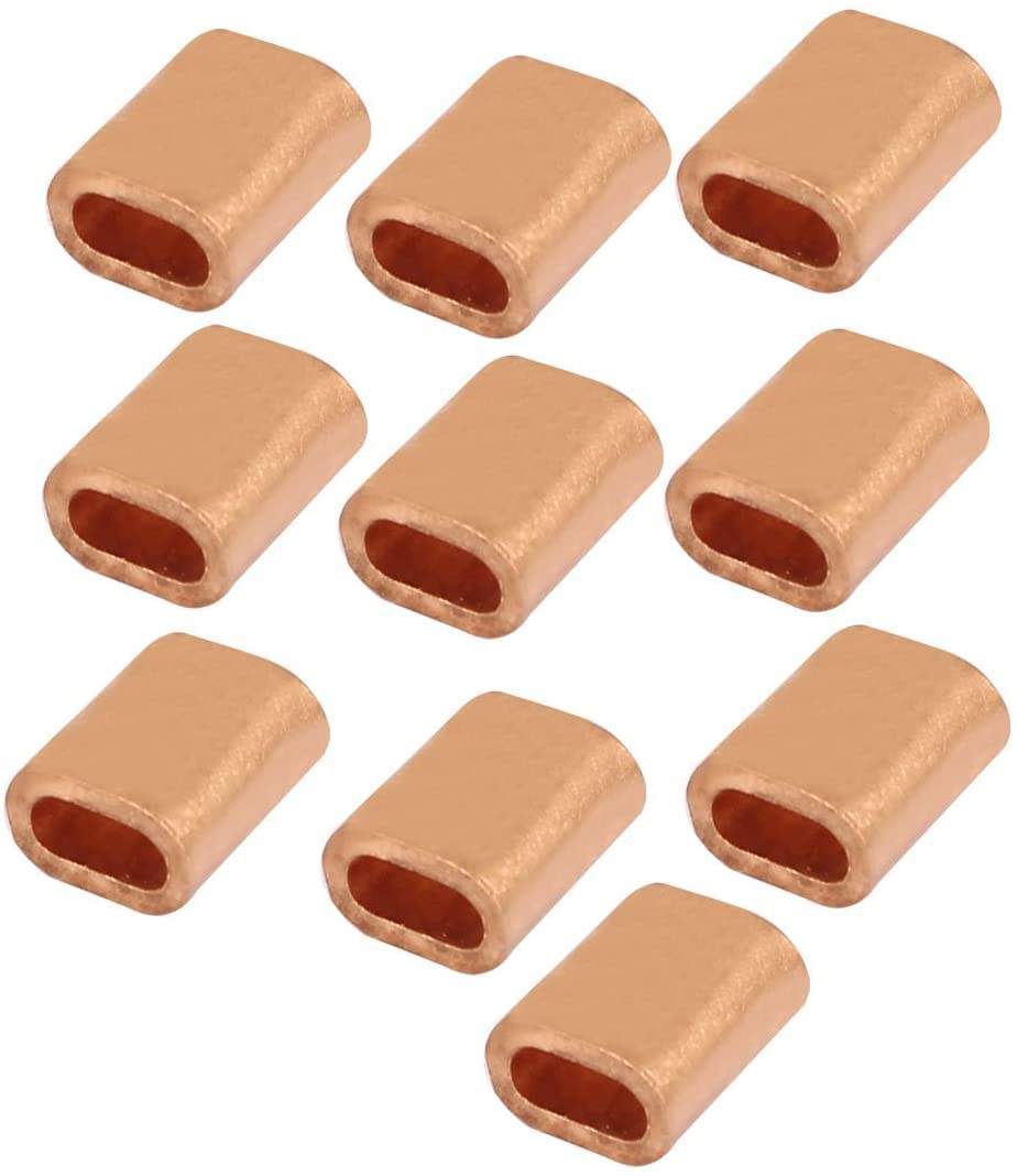 Wire Rope Clips 10Pcs - 6.5mm x 3mm Hole Copper Ferrules for Secure Fixing | Outdoor & Marine Use