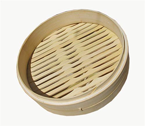 Premium 18cm Bamboo Steamer Basket Set for Cooking Fish, Rice, Vegetables & Dumplings - Natural Kitchen Cooking Tools for Healthy Asian Meals | Perfect for Home Chefs & Restaurant Use