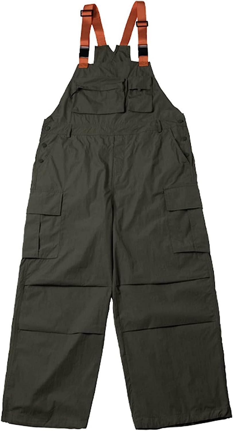 JSrichhe Men's Work Overalls - Baggy Wide Leg Dungarees with Bib & Cami Dress Style - Durable Straight Leg Trousers for Construction, Farming & Casual Wear
