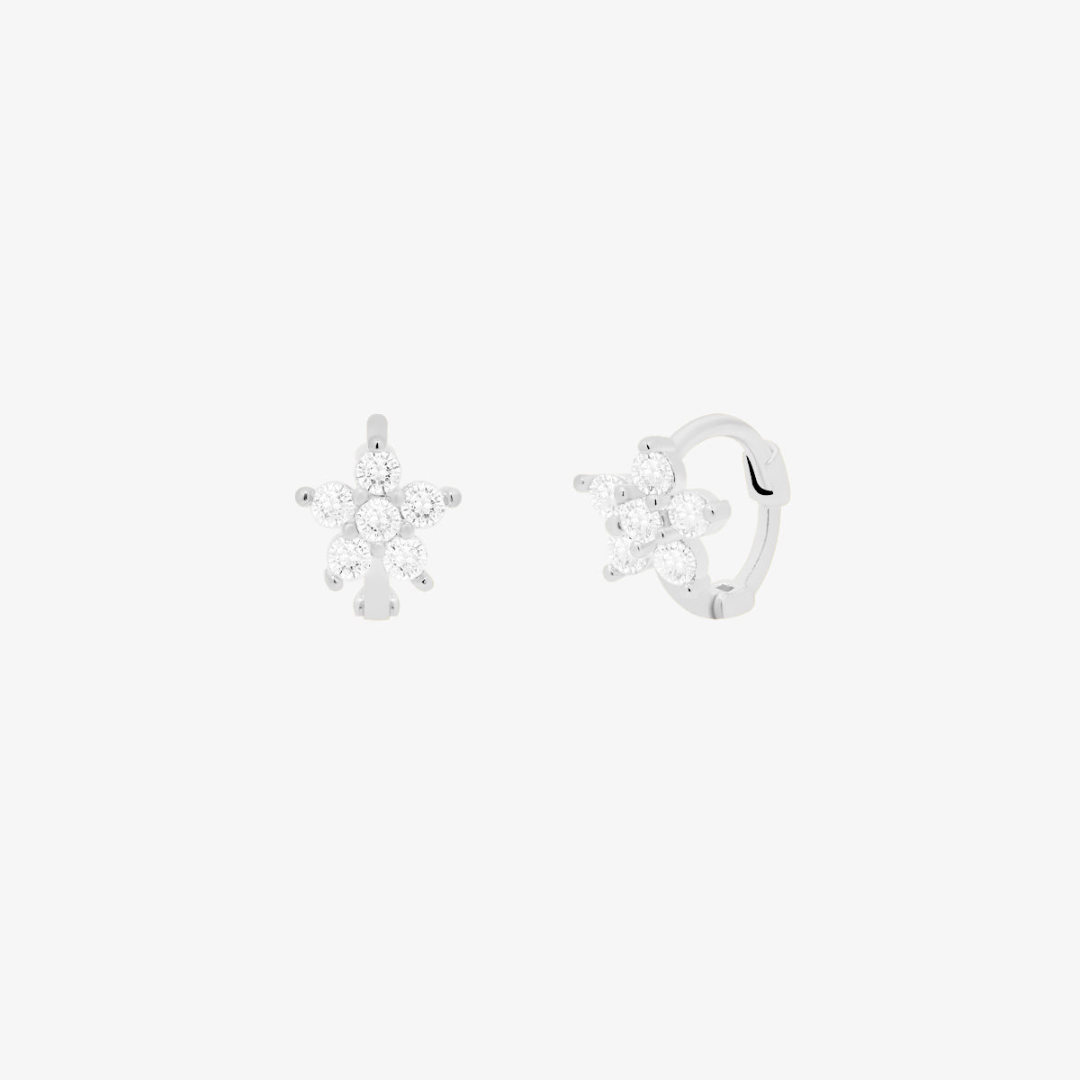 Dainty Cubic Flower Huggie Earrings for Women - Minimalist Gold Hoop Earrings for Everyday Wear - Perfect for Work, Date Night & Casual Outfits