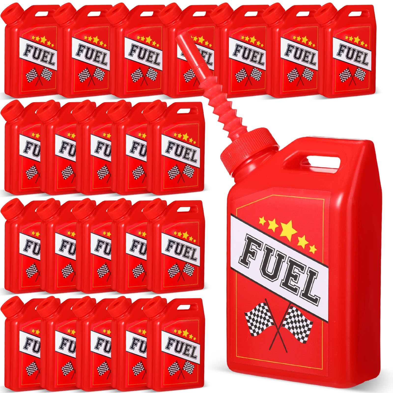 Mifoci 24-Pack 11 oz Race Car Fuel Can Drinking Cups with Straws - Racing Car Theme Birthday Party Favors for Kids, Baby Shower Supplies - Perfect for Race Car Themed Parties, Kids' Birthday Celebrations & Baby Showers
