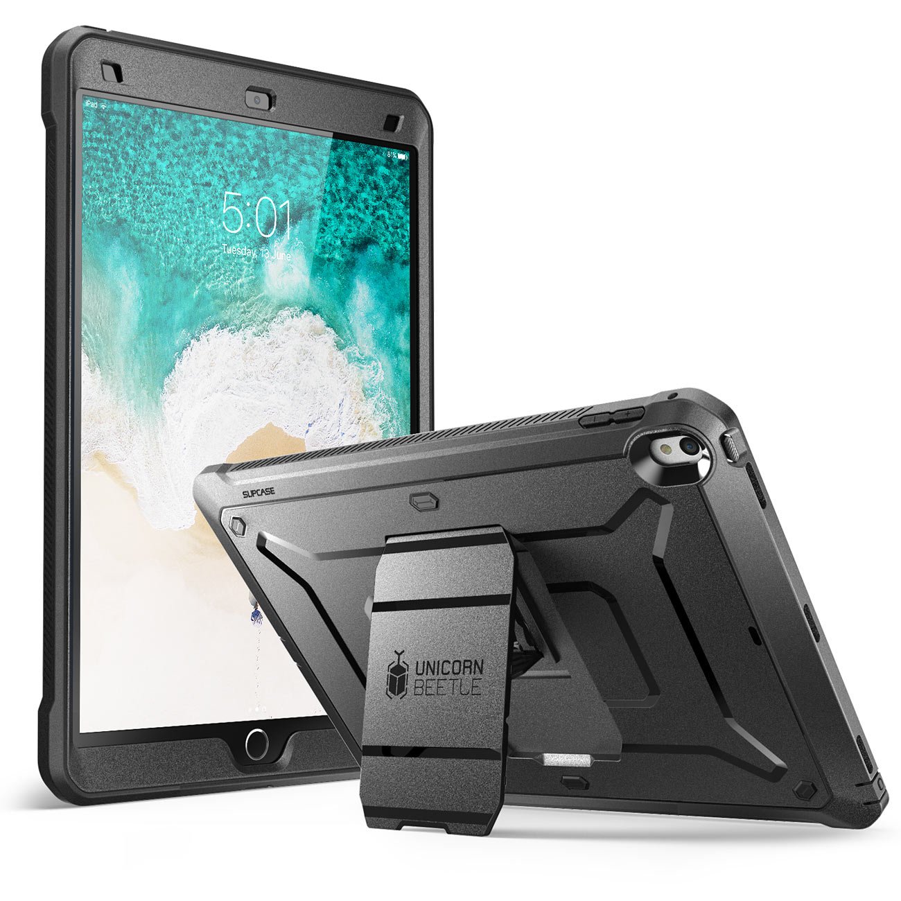 SUPCASE Unicorn Beetle PRO Heavy Duty Rugged Case for iPad Air 3 (2019) & iPad Pro 10.5'' (2017) with Built-in Screen Protector - Full Body Protection Shockproof Cover (Black) - Perfect for Construction, Outdoor Adventures & Daily Use