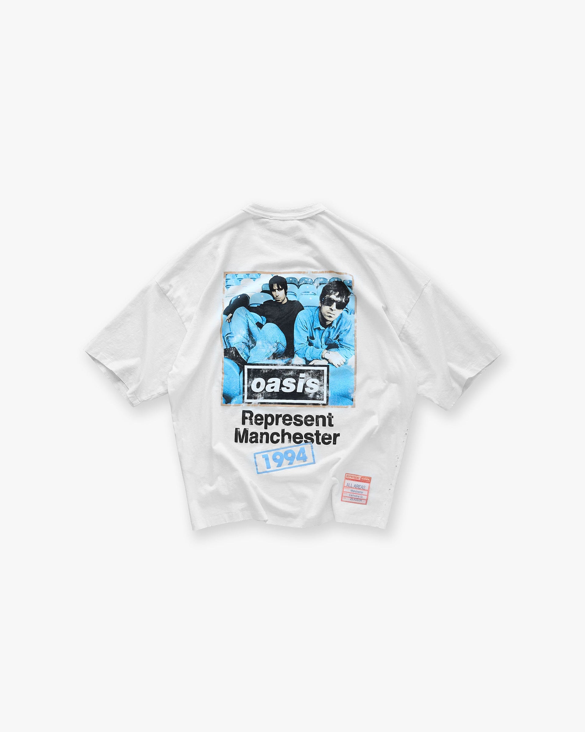Represent X Oasis Maine Road Vintage Band T-Shirt - Flat White | Retro Music Tee for Concerts & Casual Wear