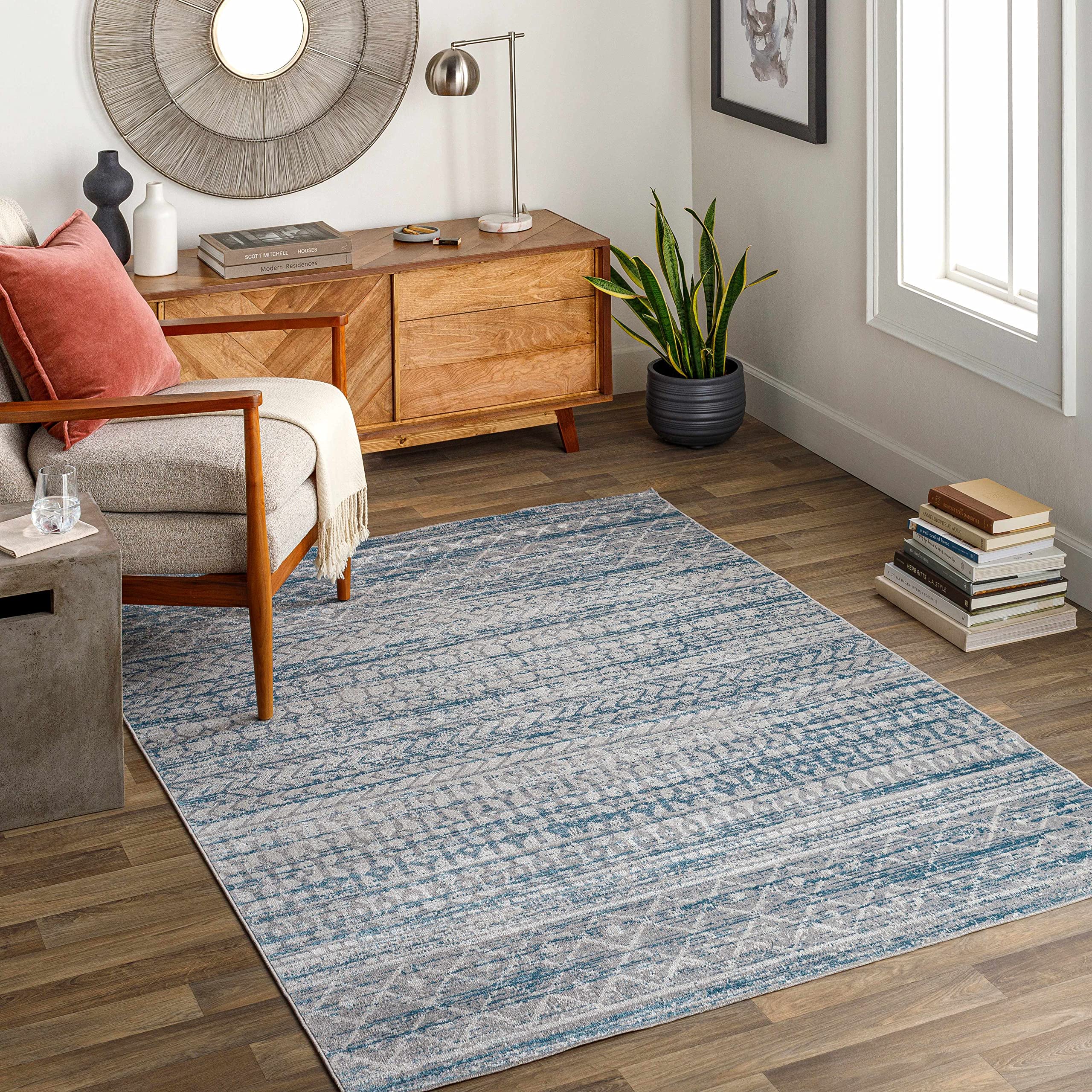 Hauteloom Sison Washable Area Rug - Blue & Gray 9'3