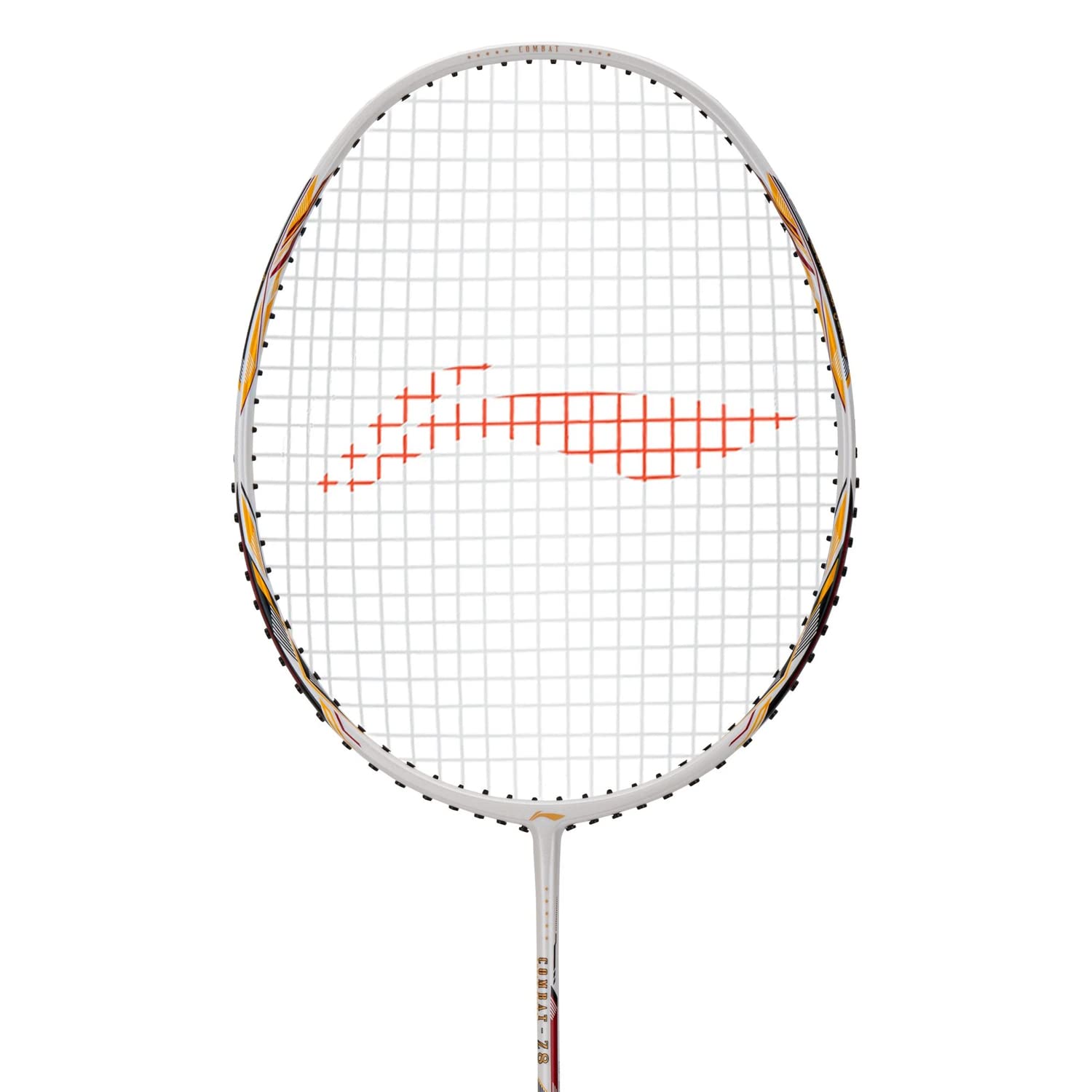 Li Ning Combat Z8 Badminton Racket - Lightweight 80g Carbon Fiber Badminton Racquet (White/Gold/Red) - Perfect for Professional & Recreational Play, Tournaments & Training