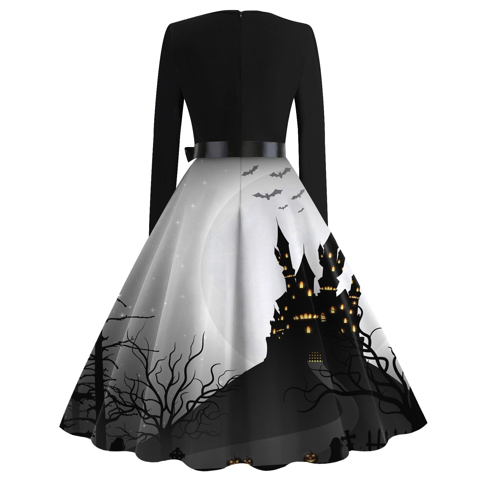 ADHOWBEW Gothic Halloween Dresses for Women - Long Sleeve Plus Size Fall Costume | Perfect for Halloween Parties, Cosplay & Gothic Fashion