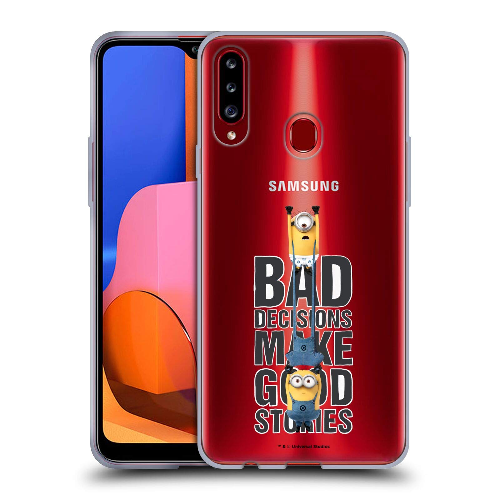 Despicable Me Minions Soft Gel Case for Samsung Galaxy A20s (2019) - Funny Bad Decisions Design | Durable Protective Cover for Daily Use, Work & School
