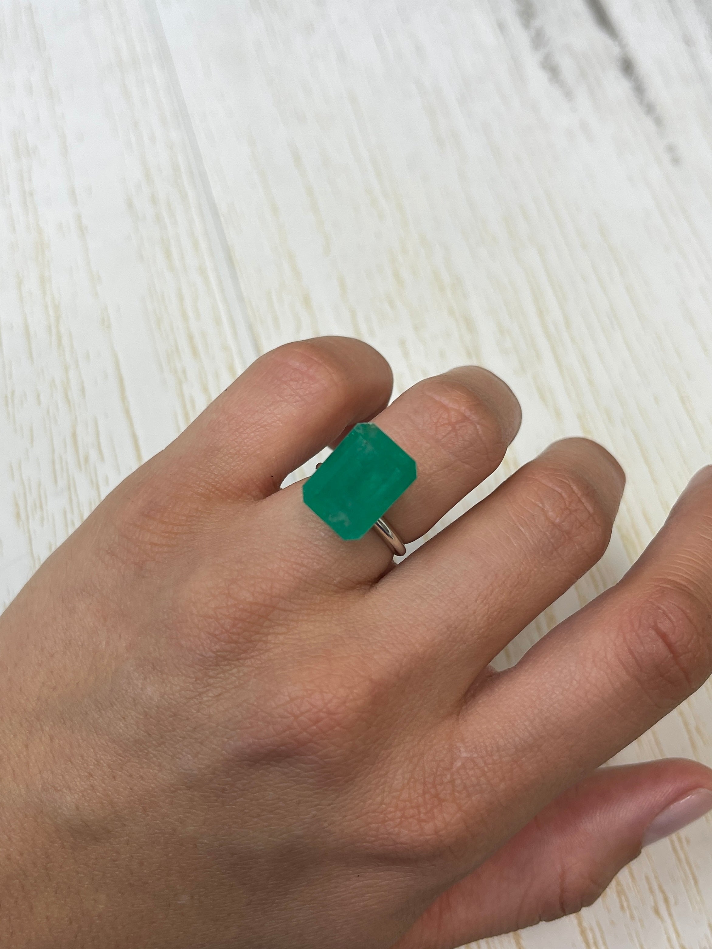12.13 Carat Natural Colombian Emerald Loose Gemstone - 15.5x11.5mm Emerald Cut for Jewelry Making & Engagement Rings