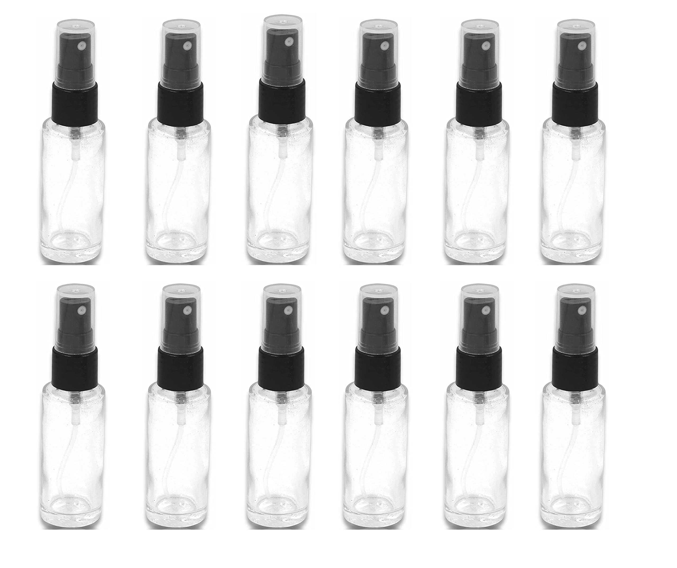 12 Pack 3ml Empty Glass Spray Bottles with Black Pump - Refillable for Sanitizer, Toner, Perfume, Essential Oils & Skincare - Perfect for Travel, Home & DIY Beauty Products (Transparent, Multi-Use)