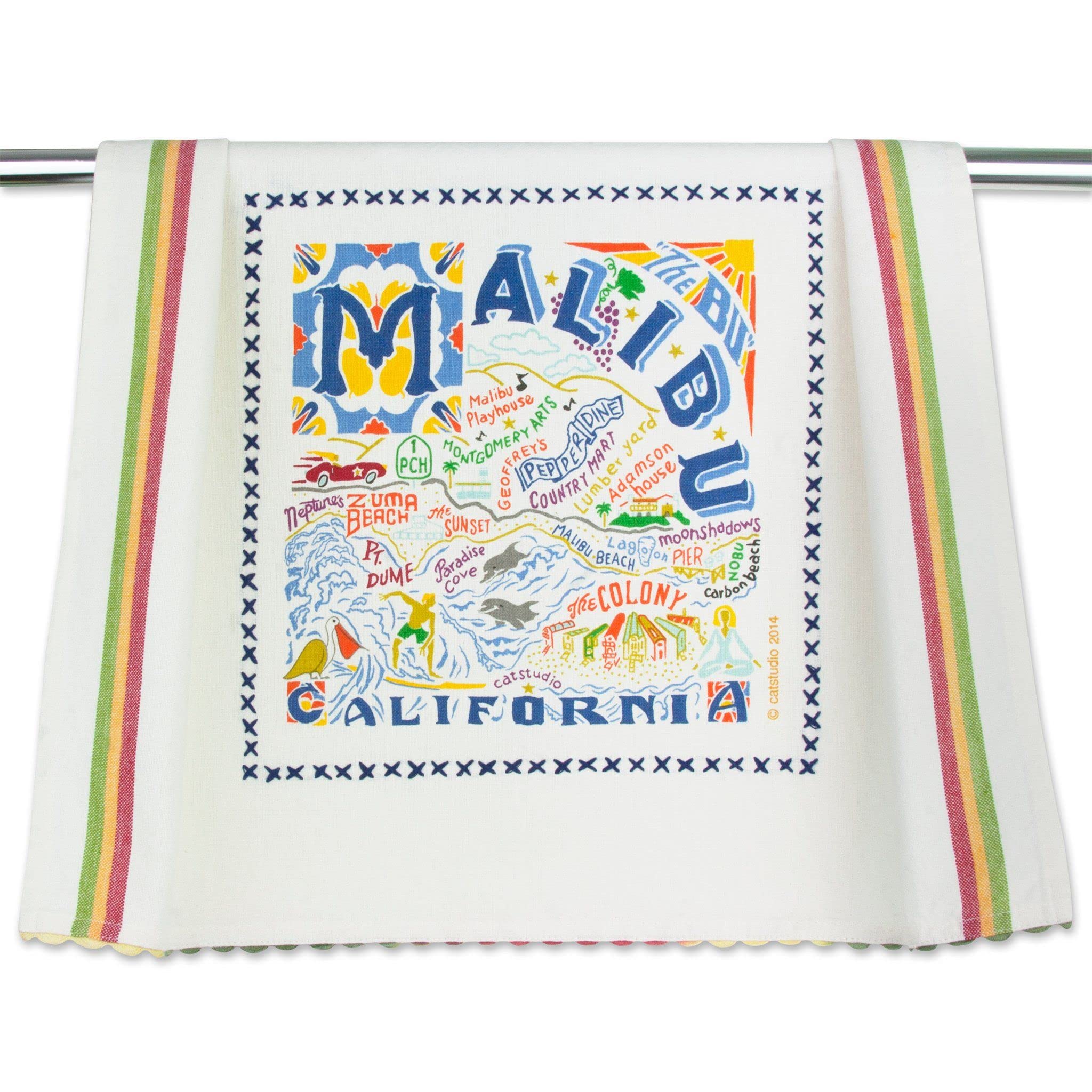 Catstudio Malibu Dish & Hand Towel Set - Absorbent & Durable Kitchen, Bar & Bathroom Towels - Perfect for Drying Dishes, Cleaning Countertops & Decorating Your Home