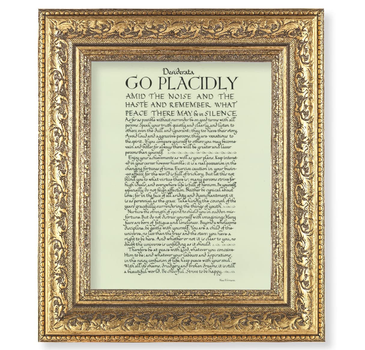 Go Placidly Framed Wall Art - Large Gold Leaf Acanthus Leaf Carvings Ornate Picture Frame - Perfect for Living Room, Bedroom & Office Decor