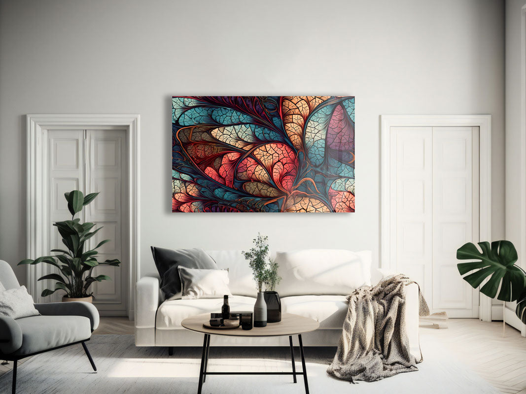 Red & Blue Floral Abstract Print - Modern Wall Art Decor for Living Room, Bedroom & Office | Perfect for Home & Office Decor