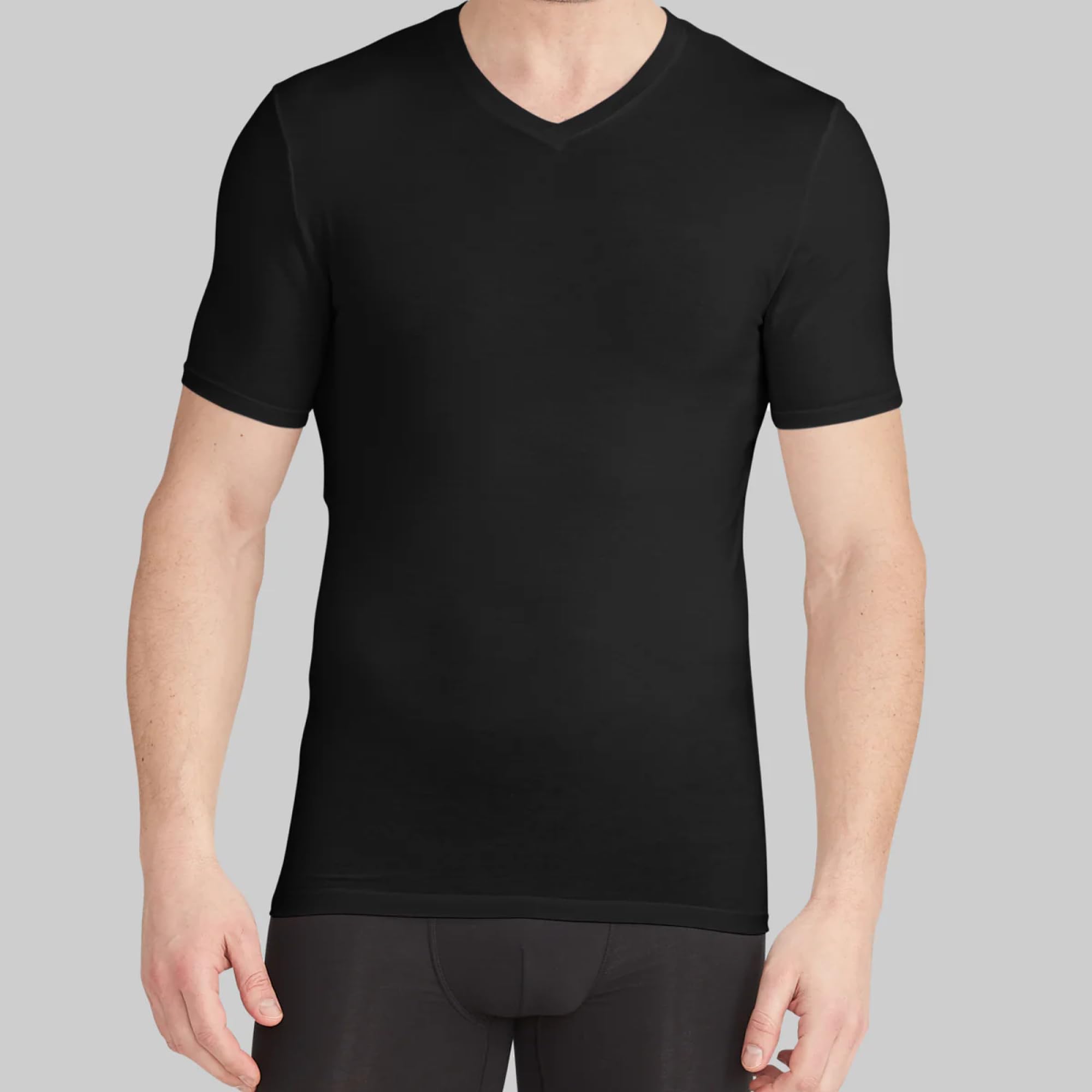 Tommy John Men's High V Neck Undershirt - 3 Pack Slim Fit Stay-Tuck Undershirts | Second Skin Fabric for All-Day Comfort | Perfect for Work, Gym & Layering Under Dress Shirts