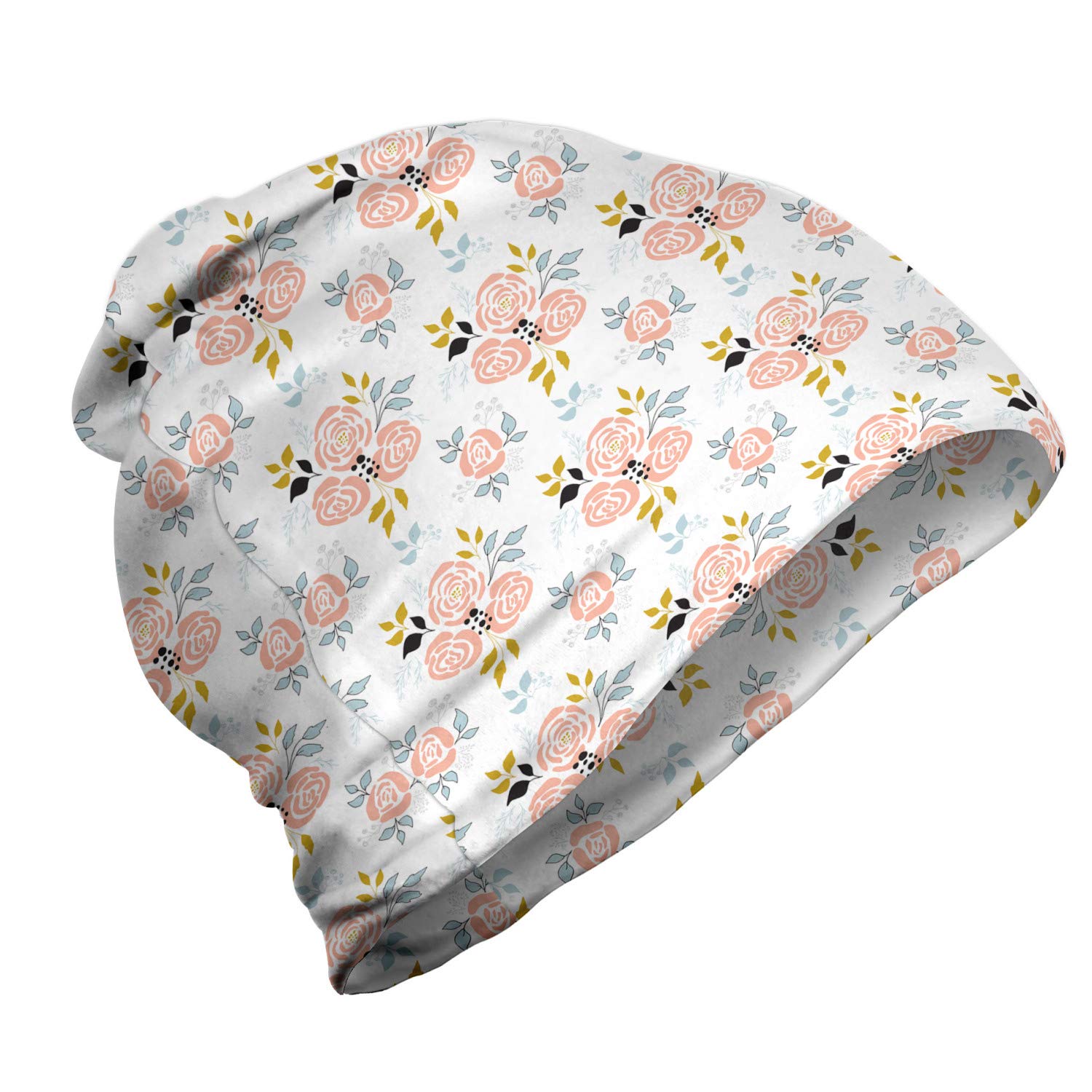 Ambesonne Unisex Beanie - Stylish Abstract Floral Design for Men & Women | Warm Winter Hat for Hiking, Camping & Outdoor Activities