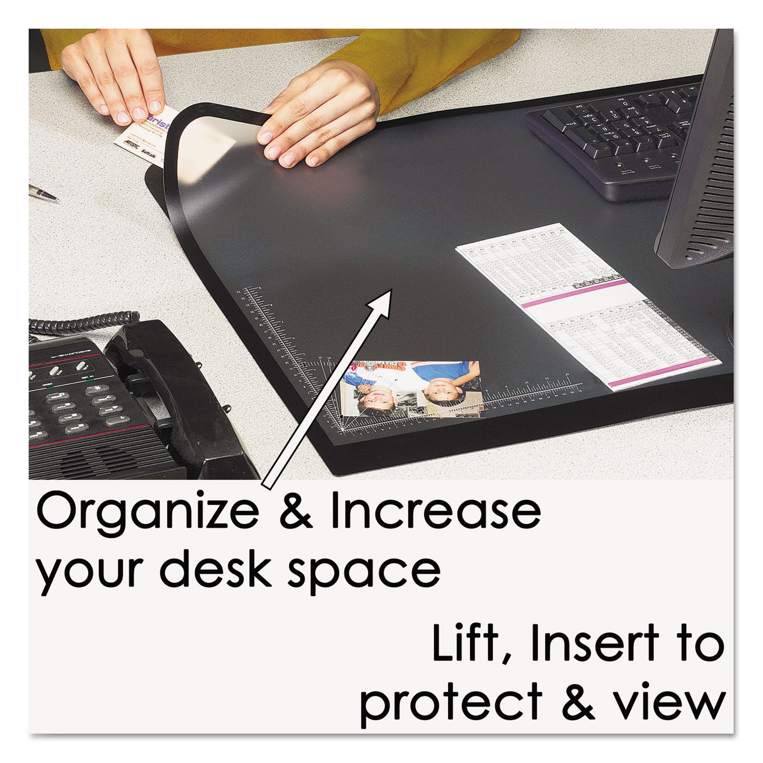 Artistic® Large Desk Pad with Transparent Lift Top Overlay - 24 x 19 Inches, Black Writing Surface & Frosted Cover, Antimicrobial Protection for Home & Office Workspace Organization