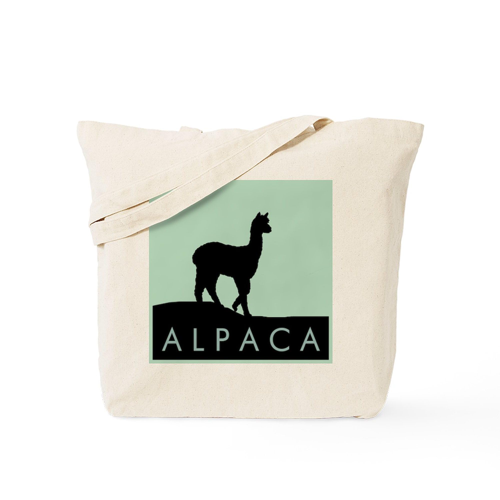 Alpaca Black on Mint Tote Bag - Natural Canvas Reusable Shopping Bag for Groceries, Beach & Daily Use | Eco-Friendly Cotton Tote by CafePress