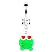 14G Love Frog Belly Button Ring - Handcrafted Hardened Clay Navel Piercing Jewelry for Women | Perfect for Casual Wear, Parties & Body Art Enthusiasts