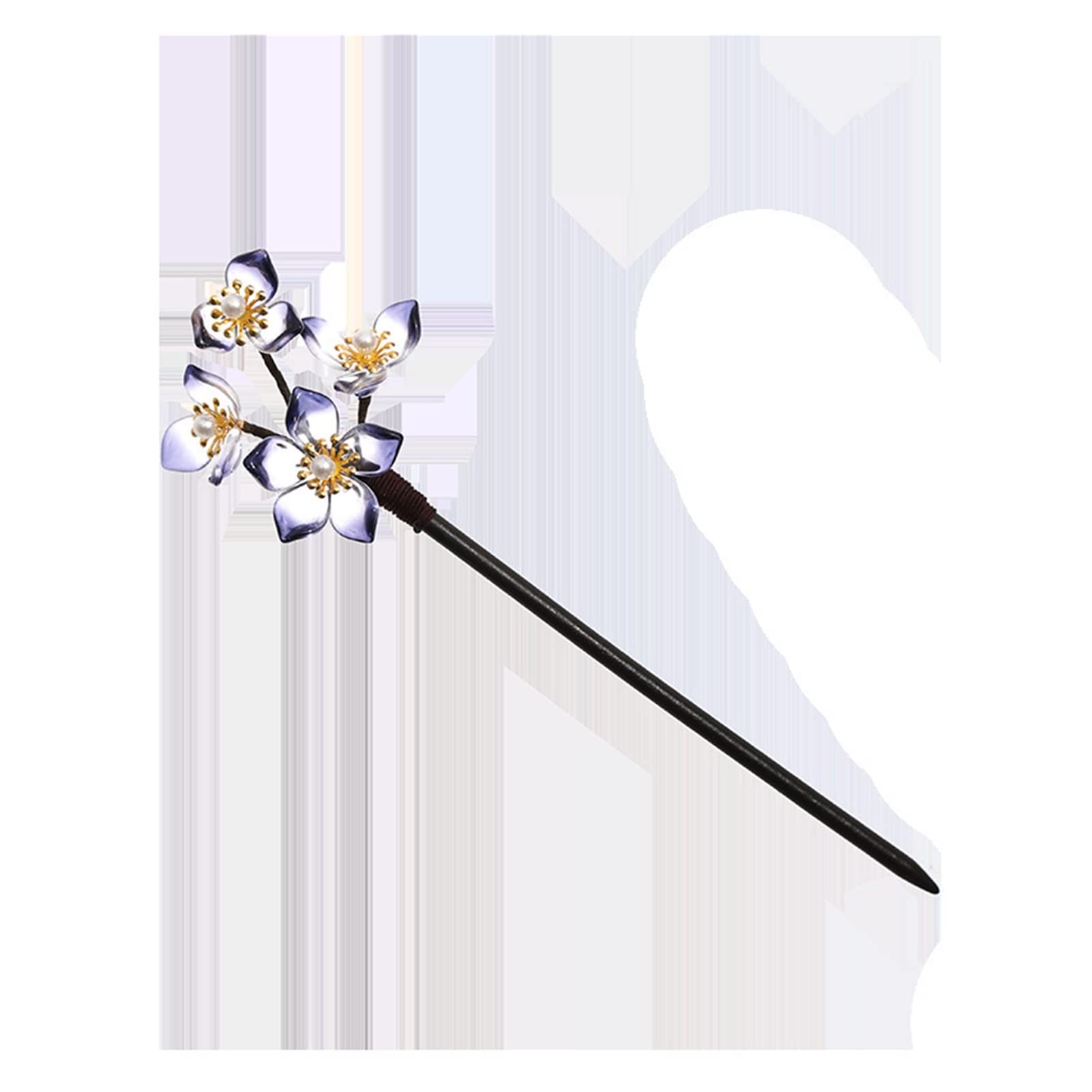 Handmade Wooden Hair Forks with Pearl Flower Decor - Vintage Hanfu Hair Accessories for Women (23cm, Color A) - Perfect for Weddings, Cosplay & Traditional Chinese Dress Styling