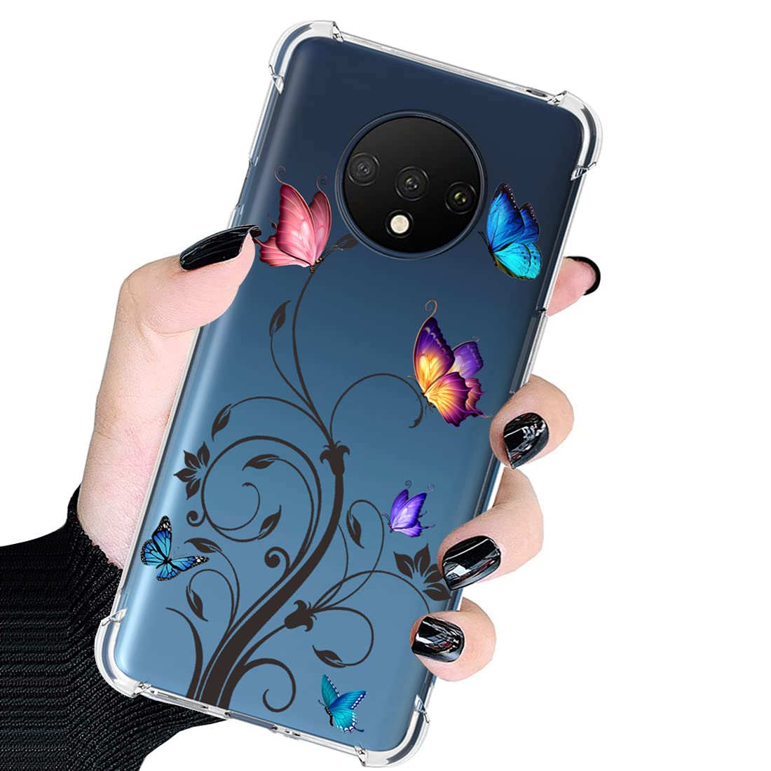 OnePlus 7T Case HD1907 - Cute Butterfly Design Soft TPU Shockproof Protective Phone Cover for Women & Girls | Perfect for Daily Use, Work & Travel