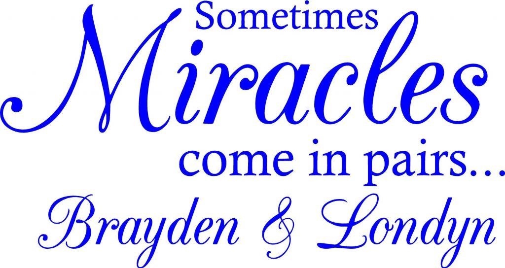 Twins Miracle Vinyl Wall Decal - Large Red Nursery Decor - Perfect for Baby Room, Kids Bedroom & Nursery Wall Stickers