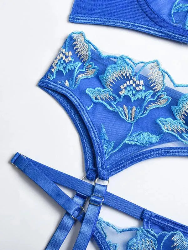 Lace Embroidery Floral Lingerie Set - Sexy Women's Underwear Bra & Panty Set - Perfect for Valentine's Day, Wedding Night & Romantic Occasions