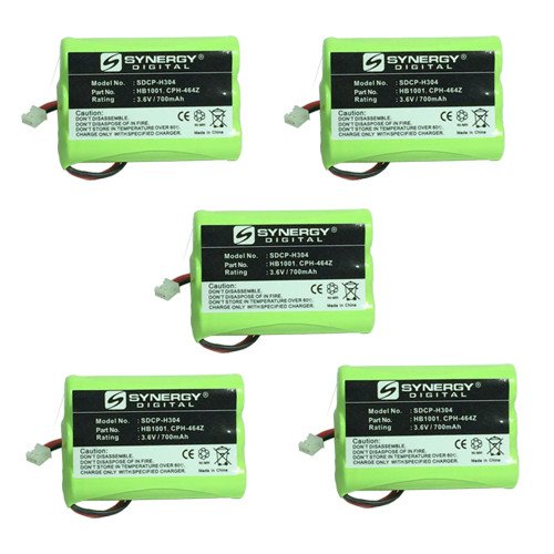 Synergy Digital Cordless Phone Batteries - 5 Pack SDCP-H304 Replacement Batteries for Ooma Telo Headset & Cordless Phones | Long-Lasting Power for Home & Office Communication