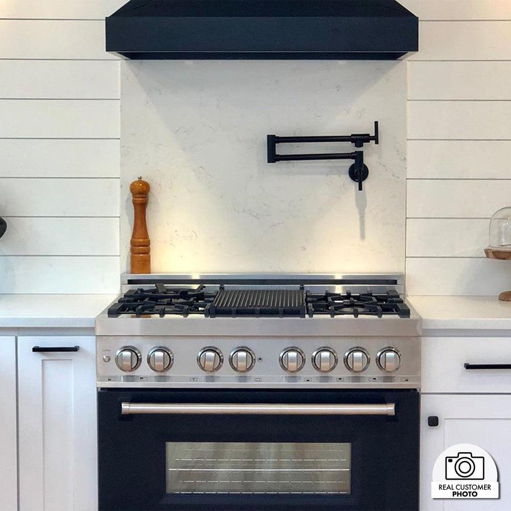 ZLINE 36 Inch 4.6 Cu Ft Dual Fuel Range with 6 Burner Gas Cooktop & Electric Convection Oven - Stainless Steel with Black Matte Door (RA BLM 36) - Perfect for Modern Kitchens, Home Chefs & Entertaining