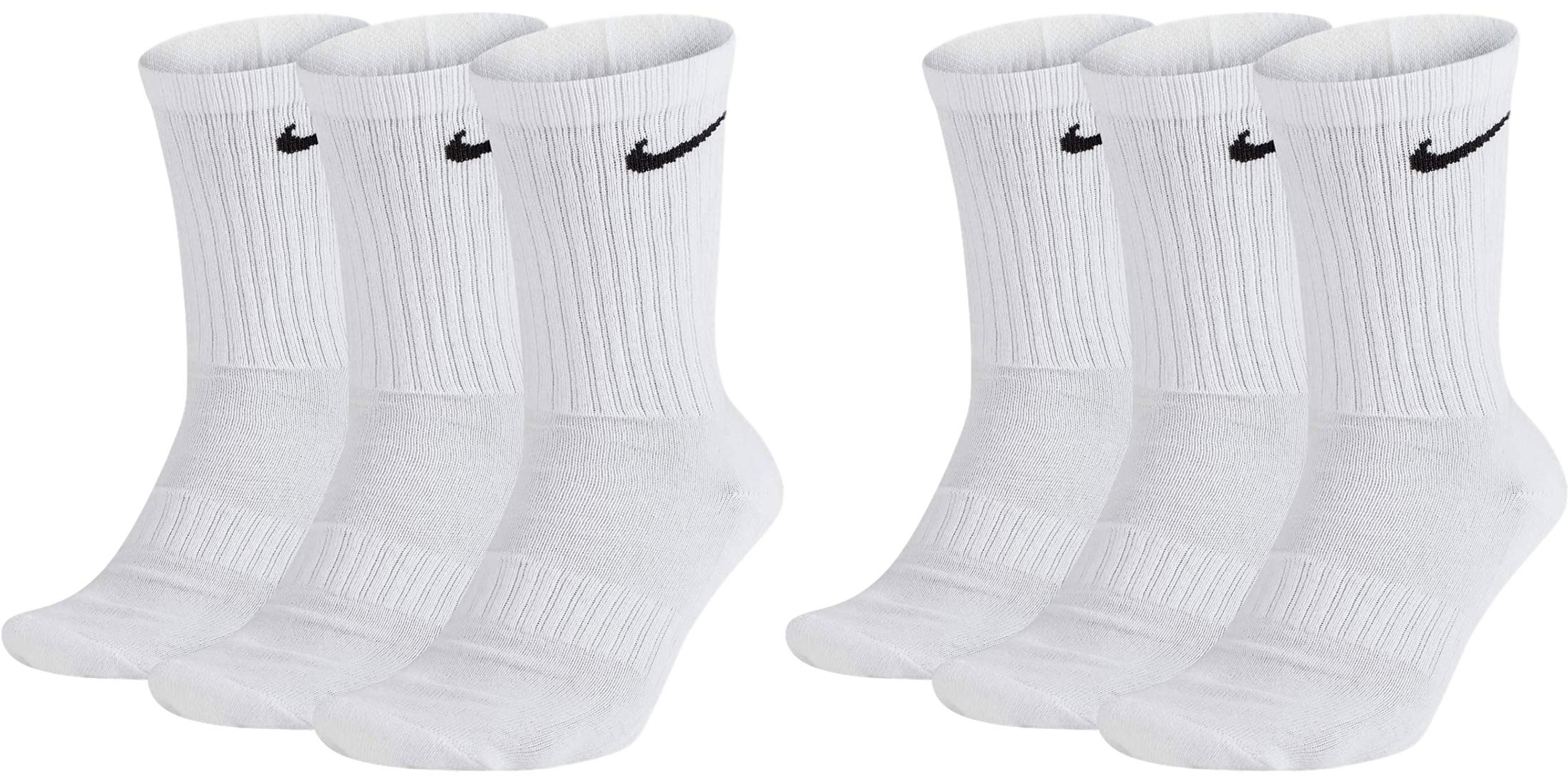 Nike Unisex Training Socks - 6 Pairs of Everyday Cushioned Crew Socks (SX7664) for Gym, Running & Workouts | Comfortable Athletic Socks for Men & Women