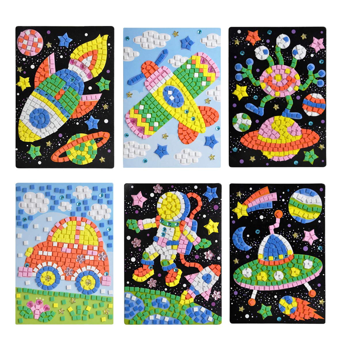 NUOBESTY 6-Piece DIY Number Stickers for Kids - Handmade Mosaic Stickers for Puzzles, Art & Automotive Decoration - Creative Learning & Home Decor